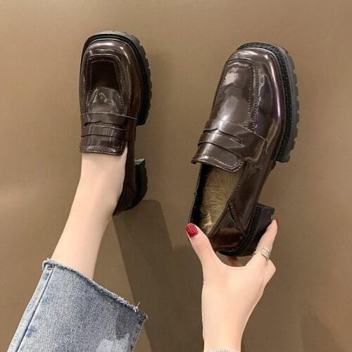 Womens Shoes Platform Fashion Durable Trend Retro Female Leather Shoes Increased Comfortable Flat Ladies Casual