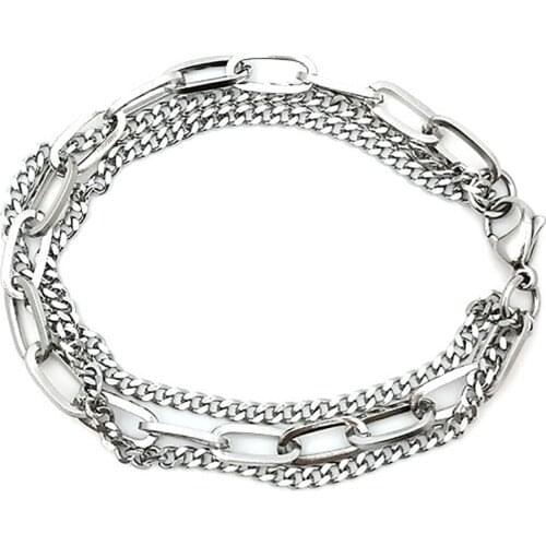 1 PC Stainless Steel Bracelets Link Curb Chain Findings Bracelets Silver Color for Men & Women 21cm/18cm/16cm long, 1 Piece
