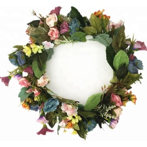 1pc/lot 14 Inch Summer Hanging Wall Wreath Decoration Spring Door Decor Flower Home Ornament Free Shipping