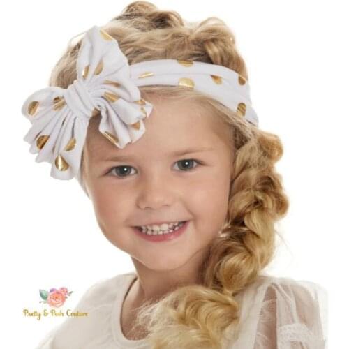 1 Piece MAYA STEPAN Headwrap Baby Headbands Headwear Girls Hair Hairband Bronzing Dot Bow Tie Head Band Infant Newborn