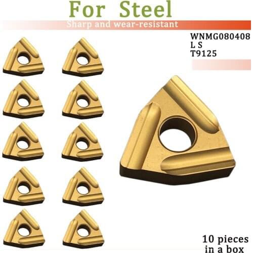 10pcs WNMG080408 L S T9125 Carbide Inserts WNMG 080408 External Turning Tool High Quality Lathe Cutter Tools For Steel