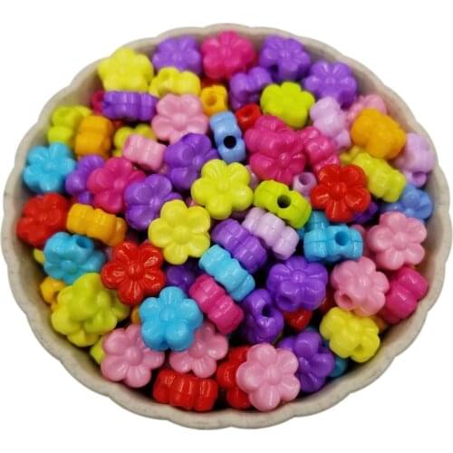 100PCS 9mm Flower shape solid color Acrylic Loose Spacer Beads Candy Color DIY Jewelry Accessories wholesale Fashion