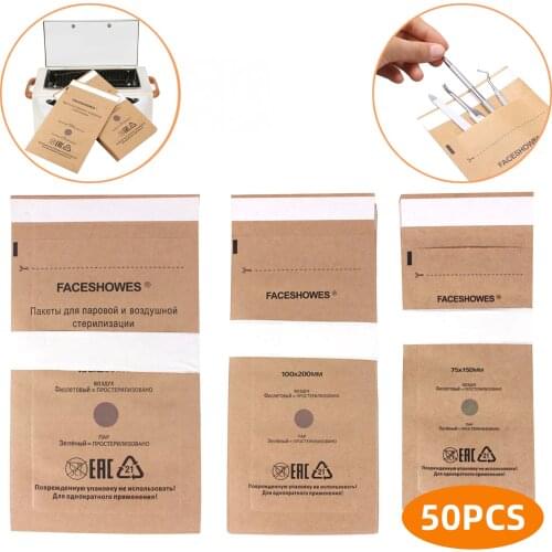 100PCS Assorted Sizes Disposable Dental Nail Art Tool Cosmetics Sterilizer Bags Pouches Disinfection Machine Accessories