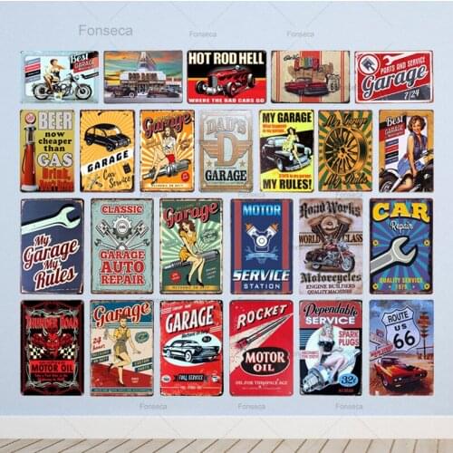 20*30 cm Iron Billboard Poster Home Decor Motorcycle Car Wall Art Metal Tin Signs Plate Painting Garage Decoration Wall Plaque