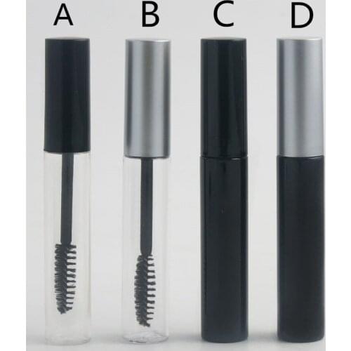 5 x Black Silver Cap Plastic DIY Empty Mascara Tubes with Eyelash Wand Brush Eyelash Cream Container Bottle Vials 10ml