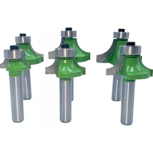 6pcs 8mm Corner Round Over Router Bit with Bearing Milling Cutter for Wood Woodworking Tool Tungsten Carbide MC02048