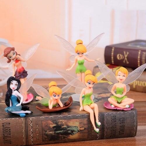 6Pcs Flower Fairy Pixie Fly Wing Family Miniature Artificial Garden Ornament Home Decor Cake Decoration Craft