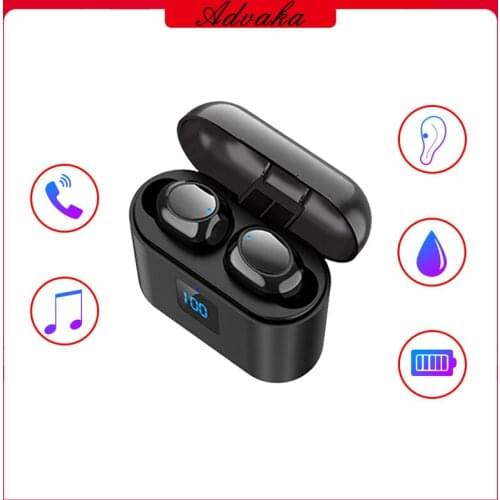 Advaka BL2-TWS Mini In-Ear Earphone Digital Display 250mAh Charging Box Sports Wireless BT 5.0 Earbuds Headsets