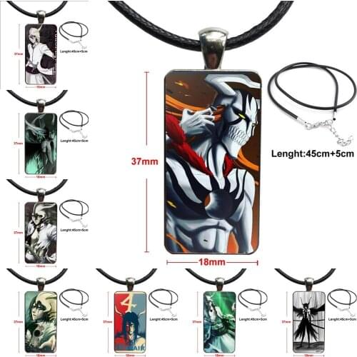 Anime Bleach Ulquiorra Cifer For Women Party Glass Pendant Necklace Handmade Half Pendant Rectangle Necklace