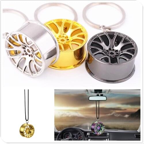Car Wheel Hanging Mirror Decoration key chian keychian ring keyring for Tesla Suzuki Isuzu Daihatsu Aston Martin Volvo Mazda