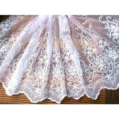 5 Yards Retro Style White Lace Fabric Trim Embroidered Floral Lace for Wedding Dress Veil Bridal Wedding Lace