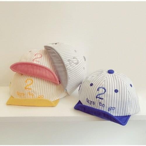 Newborn Baby Visors Stripe Sunshade Cap Embroidered Letter Baby Baseball Caps Soft Brim Cute Toddler Boy Girl Snapback Hats