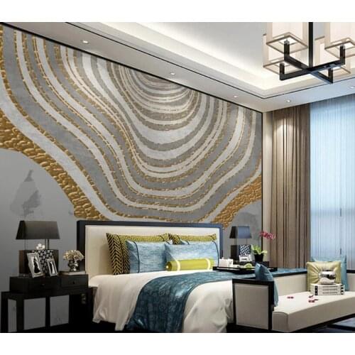 CJSIR Customized Large Mural 3d Wallpaper Light Luxury Abstract Pattern Annual Ring Golden Embossed TV Background Wallpaper