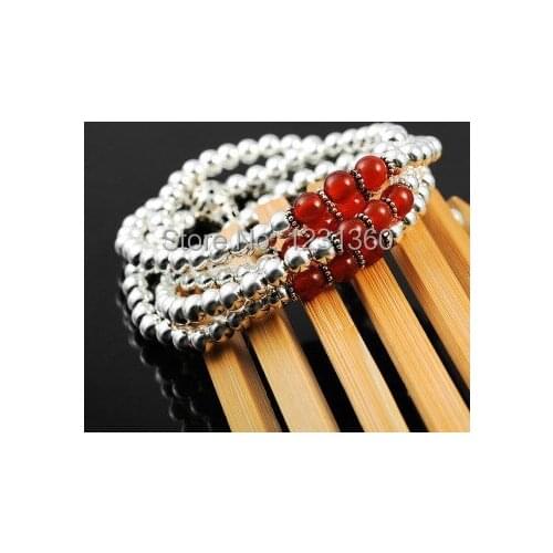 Pure Handmade Agate 100% 925 Sterling Silver Bracelet&Necklace Fashion Elegant Beads Bracelet Fine Jewelry For Birthday Gift