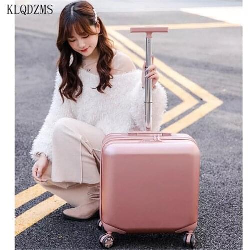 KLQDZMS 18inch ABS＋PC rolling luggage spinner girls carry on travel suitcase women trolley bag boarding box