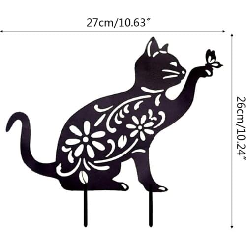 Black Cat Butterfly Garden Stake Animal Silhouette Stakes Ornament for Yards Lawn Outdoor Decoration Easter Gifts for Kids