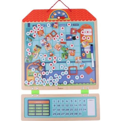 Wooden Magnetic Reward Responsibility Board with Weather Season Anniversaries Gift Educational Toys for Children Kids