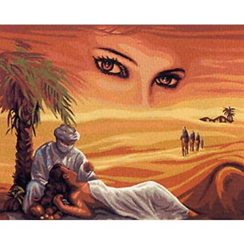 DIY Painting By Numbers Lovers In Desert Kit Coloring By Numbers Wall Art Acrylic Paintings on Canvas Home Decoration Gift