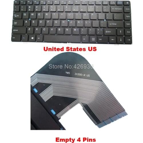 Laptop Keyboard For Jumper For EZBook X4 YMS ZX300-K NO Frame Empty 4 Pins New （Please pay attention to the keyboard cable
