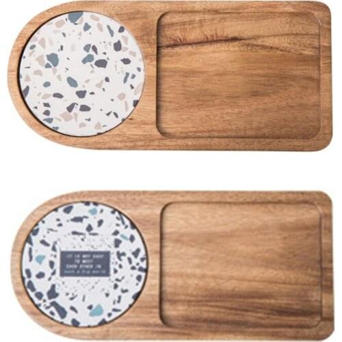 Creative Wood Dinner Plate Lightweight Easy Cleaning Solid Wood Pan for Dishes Saucer Tea Tray Dessert Dinner Bread