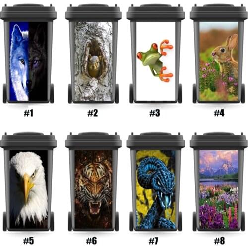LEEDECAL Animal Rubbish Bin Sticker Removable self adhesive Kitchen Accessories wall stickers wallpaper decorations for room