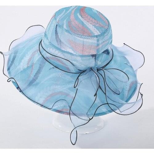 Fashion Kentucky Derby Hats Wedding Tea Party Fascinators For Women Organza Large Wide Brim Ladies Summer Beach Sun Hat