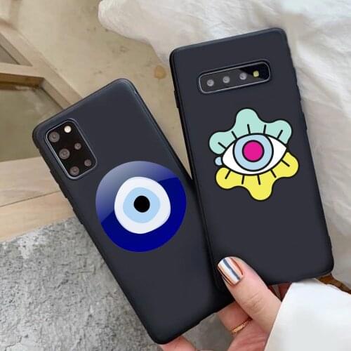 Fashion Eye Blue Evil Eye Print black TPU Soft Silicone Phone Case For Samsung A10 A30 A40 A50 A60 A70 A41A51A71 A81 A91