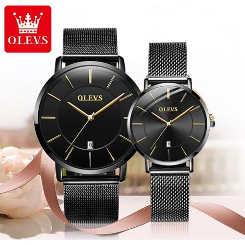 OLEVS Top Brand Couple Watch Fashion Trend Casual Quartz Men And Women Watch A Pair Of Lovers Luxury Mesh Belt Ultra-thin Watch