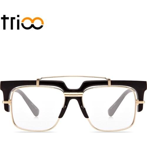 TRIOO Cool Mens Eyewear Frames With Oiriginal Case Seimi-Rimless Square Glasses Men High Fashion Clear Lens Optical frame