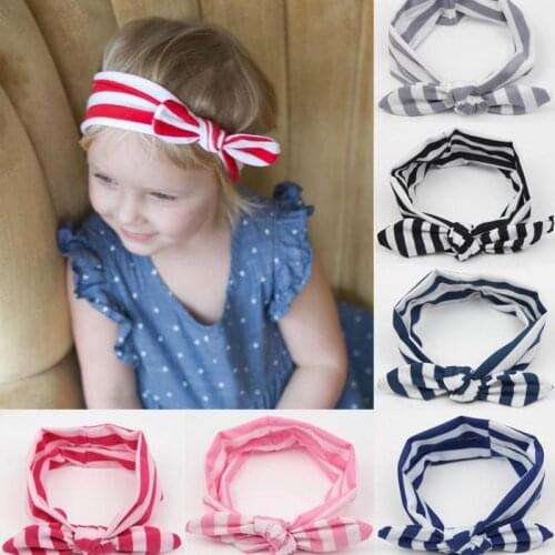 New Product Explosions Europe And The United States Factory Direct Childrens Baby Baby Striped Knot Hair Band Rabbit Ears