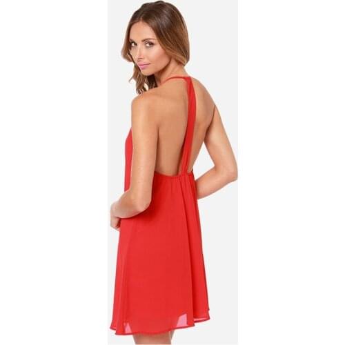 Holiday Style Small Man Suspender Open Back Double Layer Chiffon Dress Solid A-line Skirt