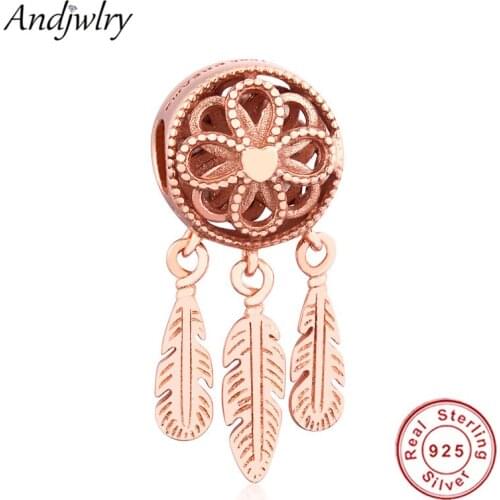 Fit Original Pandora Charms Bracelet 925 Sterling silver Rose Gold Spiritual Dreamcatcher Charm Pendant Dangle Berloque 925