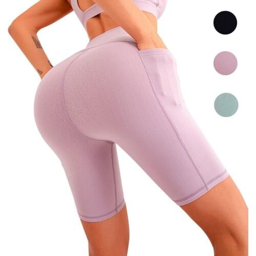 Half Legging with Pockets High Waist Butt Lifting 5 Point Pants 7438 Tights for Women Workout Running Yoga Daily Shorts
