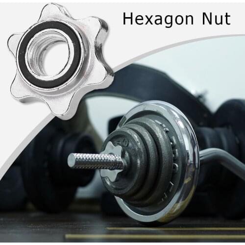 Lifting Standard Sports Hexagon Nut Round Nut Barbell Bar Solid Steel Spin-lock Collars Clamps Dumbbell Accessories