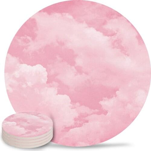 Pink Skies Placemats for Table Kitchen Coffee Table Decor Accessories Ceramic Coasters