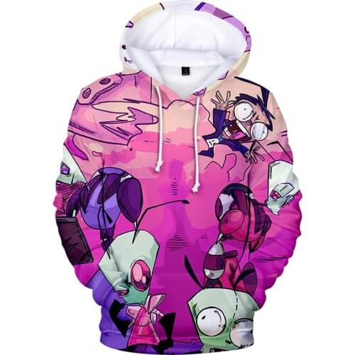 Hot Invader Zim Hoodies Men/women Cool Sweatshirts 3D Print Hoodies Oversize Hoodies Hip Hop Loose Streetwear boys Girls Clothes