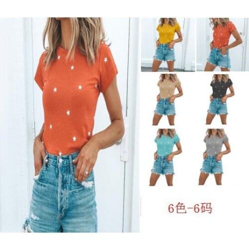 Summer T Shirt Women Emblazoned new stars printed round collar T-shirt short sleeves Female Tee Tshirts dropshipping AYJ201
