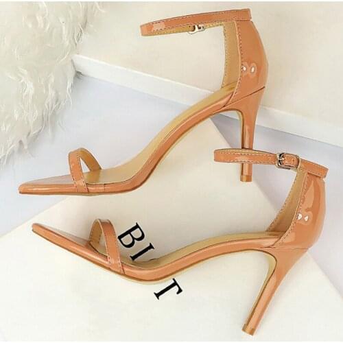New Women 8cm 11cm High Heels Summer Gladiator Low Heels Sandals Fetish Nude Glossy Shoes Stiletto Stripper Platform Sexy Pumps