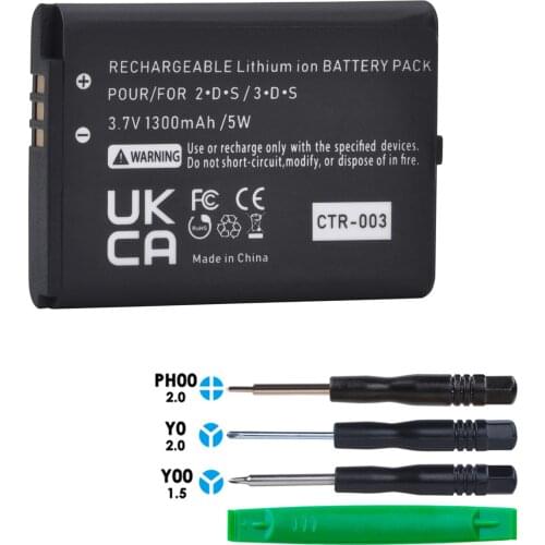 1pcs 1300mAh CTR-003 CTR 003 Replacement Battery Compatible with Nintendo 3DS N3DS Gaming Console