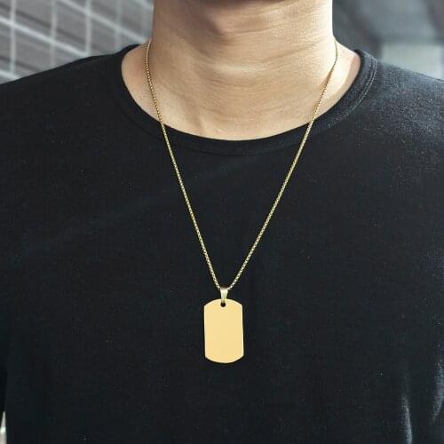 2mm Stainless Steel Box Chain Dog Tag ID Pendant Necklace for Men Women Military Pendant Gifts Dropship Jewelry HDNM38