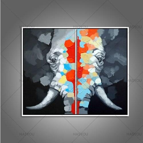 Wildlife Colorful Elephant Picture Canvas 2pcs 100% Oil Painting Home Decor Picture For Bedroom Christmas Gift Loft Livingroom
