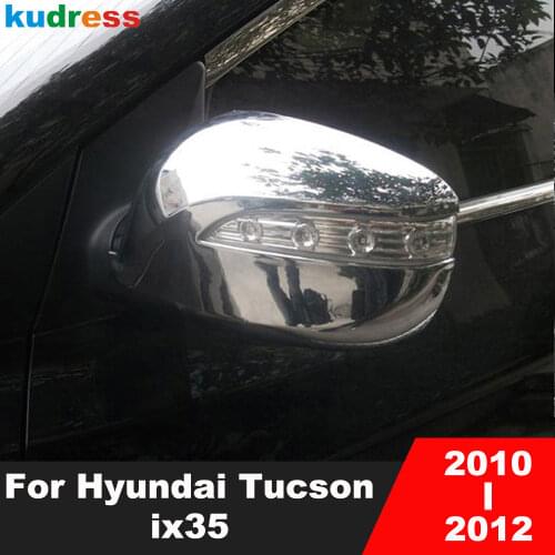 For Hyundai Tucson ix35 2010 2011 2012 ABS Chrome Side Door Rearview Mirror Cover Trim Frame Covers Car Styling Accessories 2pcs