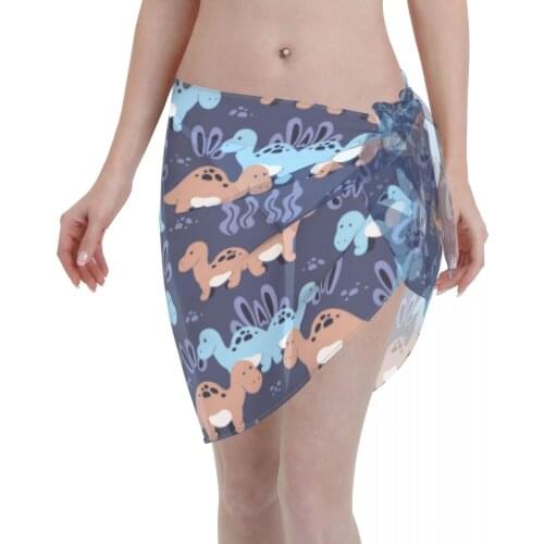 2021 Beach Bikini Cover Ups Wrap Skirt Cute Kids Dinosaur Women Bathing Suit Sexy Swimsuit Beachwear