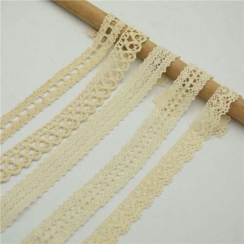 300yards Vintage Beige Cotton Crochet Flower Lace Trim Wedding Ribbon Sewing Craft DIY