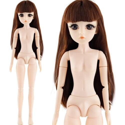 45cm Doll With 3D Real Eyes 24 Moveable Joints 18 inch Naked Body Female Figure Body Princess DIY BJD Dolls Toy For Girls
