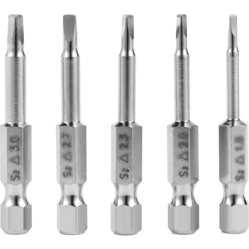 5 Size= One set Magnetic Triangle Head Screwdriver Bits S2 Steel 1/4 Hex Shank 50mm Longth