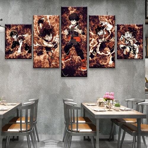 5pcs Izuku My Hero Academia Poster Abstract Art HD Anime Boy Picture Canvas Painting Wall Art for Living Room Decoration