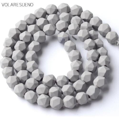 6mm Natural Faceted Dull Polished Grey Hematite Stone Beads For Jewelry Making Spacer Loose Beads Diy Bracelet Strand 15"