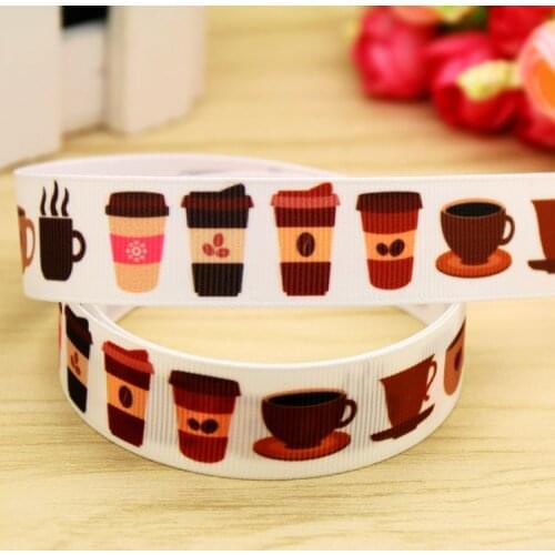 7/8'' Free shipping drink cup printed grosgrain ribbon hair bow headwear party decoration wholesale OEM 22mm H5434