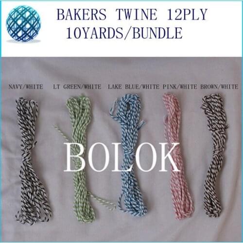 Free shipping 42 color 200pcs/lot cotton bakers twine 12ply 10yards/bundle black cotton twine free shipping
